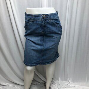Gloria Vanderbilt Jean Skirt Womens Size 8 Blue Denim Pockets Knee Length Casual